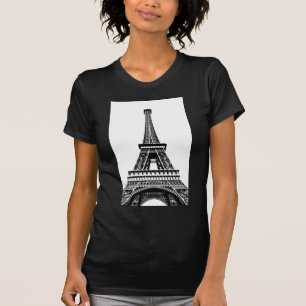 T-shirt Illustration blanche noire d'art de Paris France