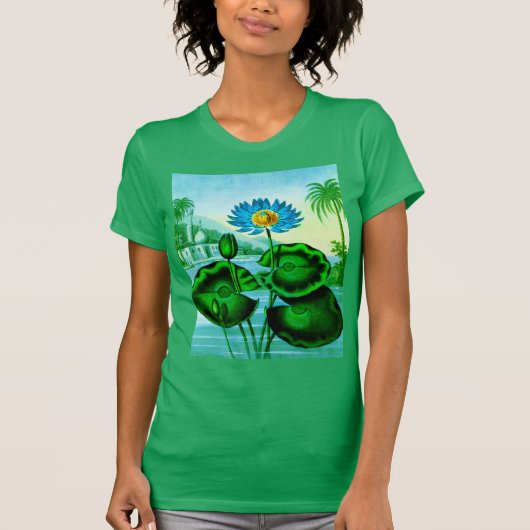 T-shirt Illustration Blue Egyptian Water Lily / Lotus (Devant)