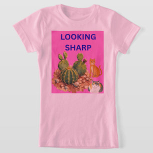 T-Shirt Illustration botanique de chat cactus mignon graph