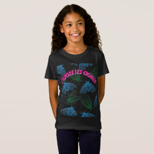 T-Shirt Illustration botanique de cigale noir français