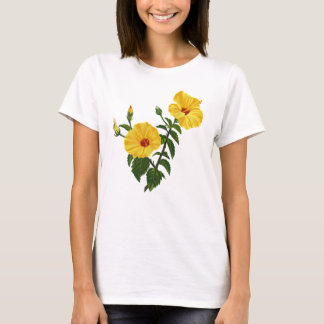 T-shirt Illustration botanique de l'hibiscus jaune hawaïen