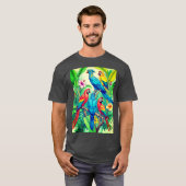 T-shirt Illustration botanique des oiseaux tropicaux (Devant entier)