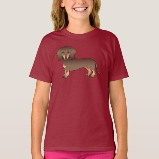T-shirt Illustration Brown Et Tan De Cheveux Courte Dachsh (Devant)
