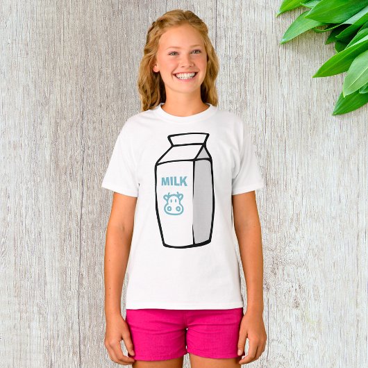 T-shirt Illustration Carton de lait de vache laitière cuit