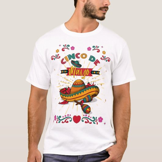 T-shirt Illustration Cinco De Mayo, 2/2 (Devant)