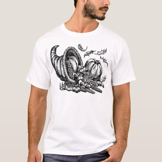 T-shirt Illustration classique en osier Cornucopia noir bl (Devant)