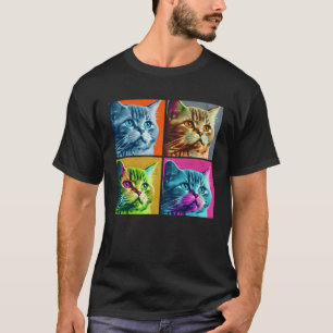 T-shirt Illustration colorée de chat Selkirk Rex Pop Anima