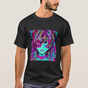 T-shirt Illustration colorée de Cyber Girl