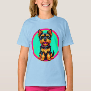 T-shirt Illustration colorée de l'heureux chien assis