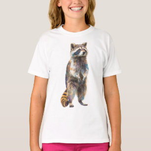 T-shirt Illustration Colorée de Raton Laveur Debout pour E