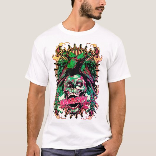T-shirt illustration crâne et oiseaux (Devant)