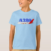 T-shirt Illustration d'Airbus A380 avec design de queue ro (Devant)