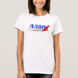 T-shirt Illustration d'Airbus A380 avec design de queue ro