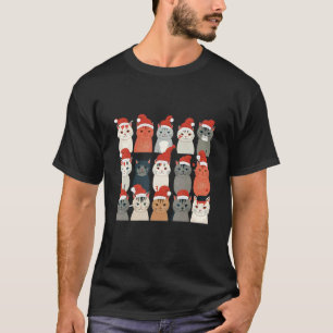 T-shirt Illustration d'animal de chat mignon de Noël avec
