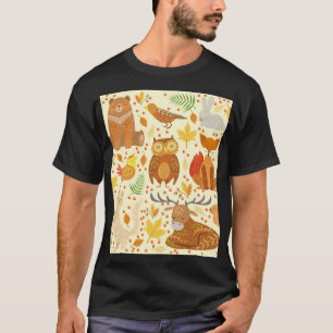 T-shirt Illustration d'animaux de forêt ornementaux.
