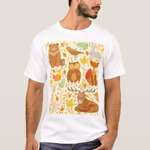 T-shirt Illustration d'animaux de forêt ornementaux.