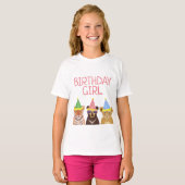 T-shirt Illustration d'anniversaire des animaux de fête de (Devant entier)