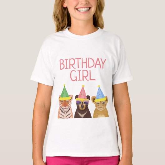 T-shirt Illustration d'anniversaire des animaux de fête de (Devant)