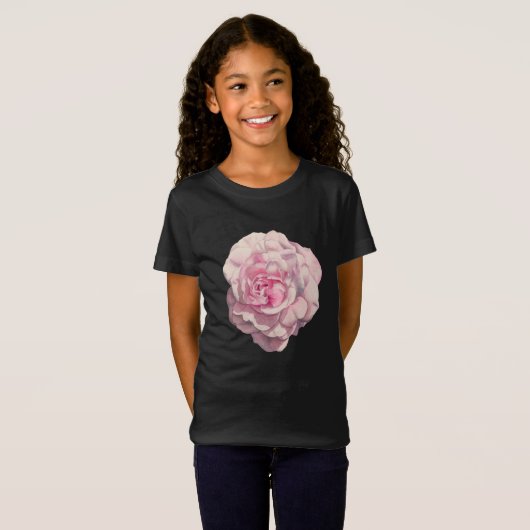 T-Shirt Illustration d'aquarelle de rose de rose (Devant entier)