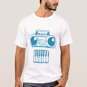 T-shirt Illustration d'Art blanc crâne des instruments de 