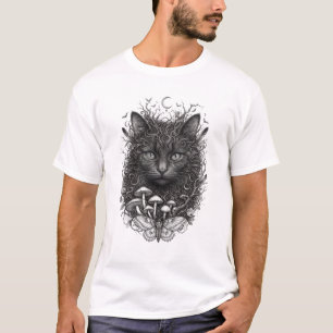 T-shirt Illustration d'art en pointillisme noir et blanc d