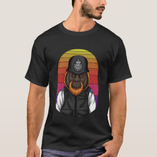 T-shirt Illustration d'Art Noir Moderne Monkey Police
