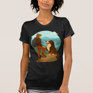 T-shirt Illustration d'aventure de fille et de chien de mo