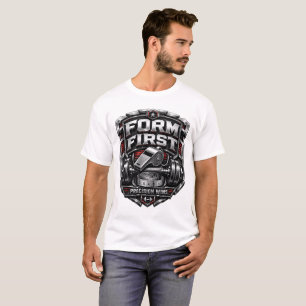 T-shirt Illustration de badge d'emblème de gym métallique
