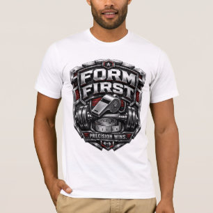 T-shirt Illustration de badge d'emblème de gym métallique