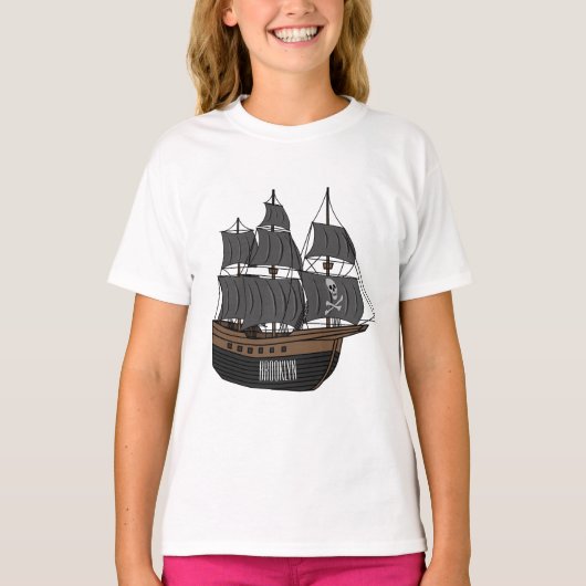 T-shirt Illustration de bateau pirate (Devant)