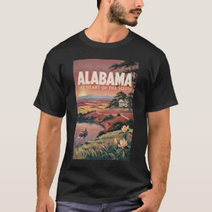 T-shirt Illustration de bateau sur la rivière Alabama Art