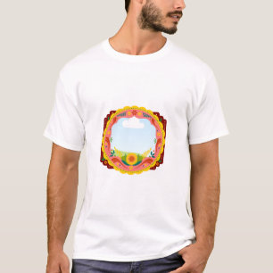 T-shirt Illustration de cadre décoratif floral coloré.
