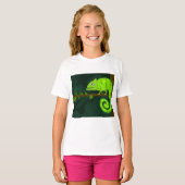 T-shirt Illustration de caméléon vert mignon Reptile tropi (Devant entier)