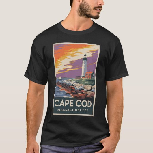 T-shirt Illustration de Cape Cod Massachusetts Art de voya (Devant)