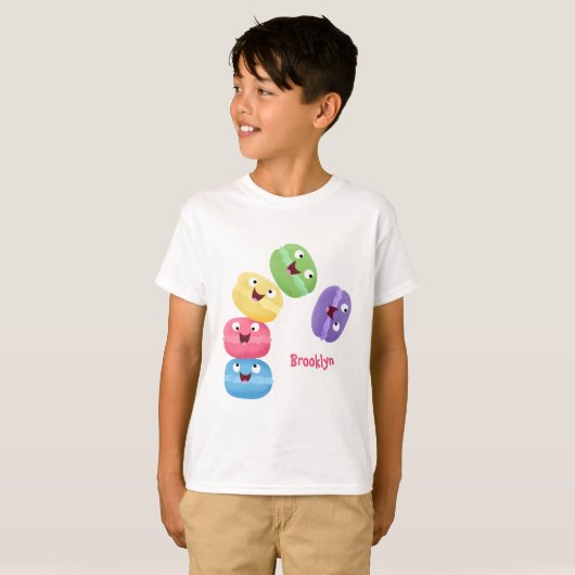 T-shirt Illustration de caricature de macarons marrant mig (Devant entier)