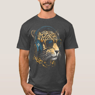 T-shirt Illustration de casque audio avec motif d'animal J