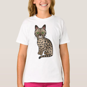 T-shirt Illustration de chat de dessin animé mignon Bronze