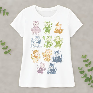 T-shirt Illustration de chat kawaii vintage de mignon kitt
