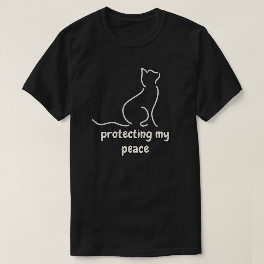 T-shirt Illustration de chat Minimal Protégeant Ma Paix (Design devant)