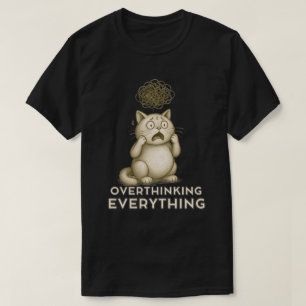 T-shirt Illustration de chat pensif avec surpensée minimal