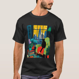 T-shirt Illustration de chat smoking sur la skyline de Phi