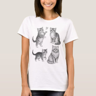 T-shirt Illustration de chat vintage croquis de chaton cot