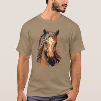 T-shirt Illustration de cheval drôle