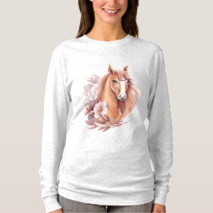 T-shirt Illustration de cheval floral