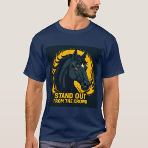 T-shirt Illustration de cheval noir avec design enflammé