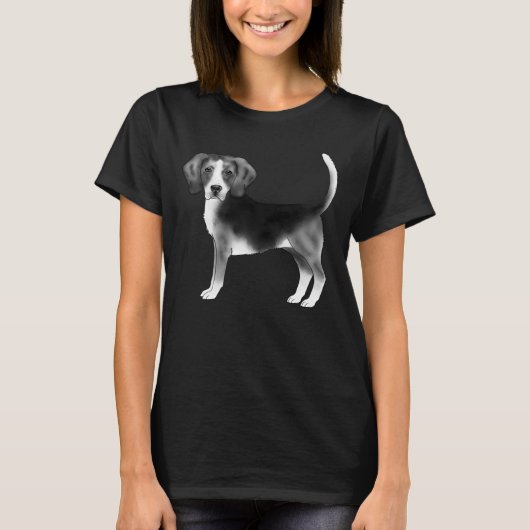 T-shirt Illustration De Chien Beagle En Noir Et Blanc (Devant)