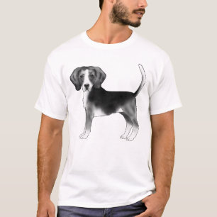 T-shirt Illustration de Chien Beagle Mignon en Noir et Bla