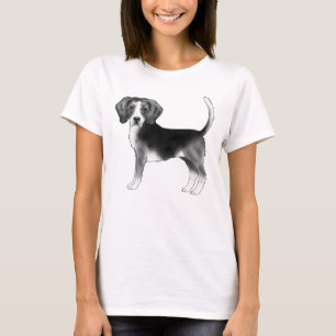 T-shirt Illustration de chien Beagle mignon en noir et bla