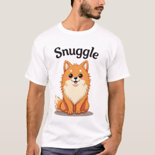 T-shirt Illustration de chien mignon Pomeranian câlin vint