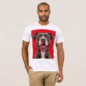 T-shirt Illustration de chien Pitbull, cadeau pour amateur (Devant entier)